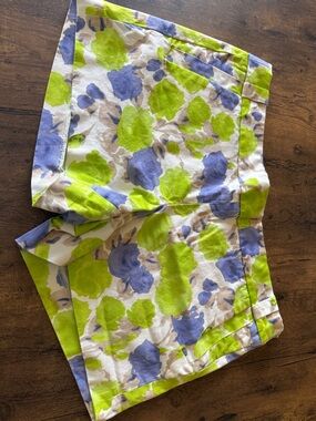 J. Crew Floral Print Shorts in White with Lime and Periwinkle